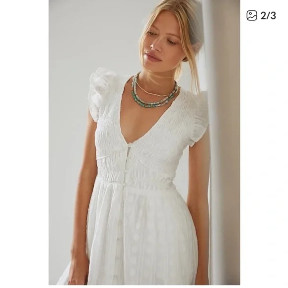 Anthropologie Peregrine Dress, Soft White, Size M - Picture 2 of 4